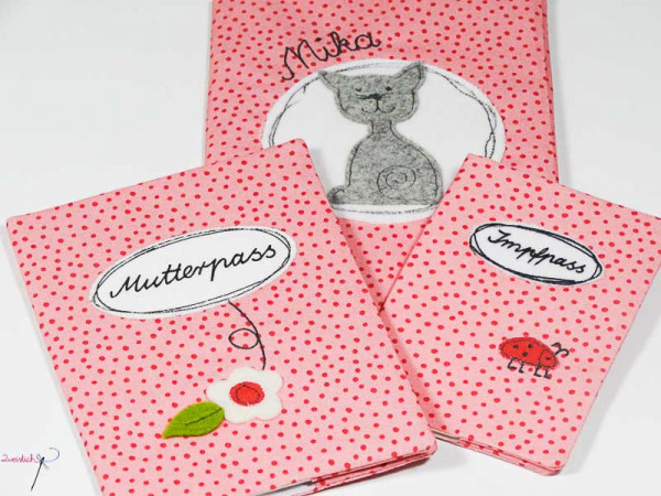 Bio-Set KATZE: Untersuchungshefthülle, Mutterpasshülle &amp; Impfpasshülle