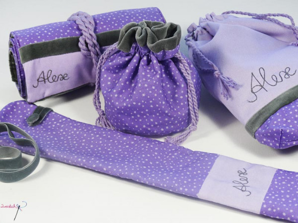 BIO-Set PURPURVIOLETT STERNCHEN mit Namen