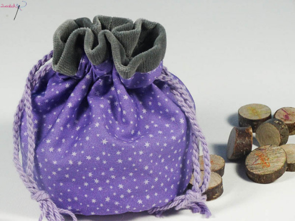 Rechensäckchen PURPURVIOLETT STERNCHEN aus Bio-Stoffen
